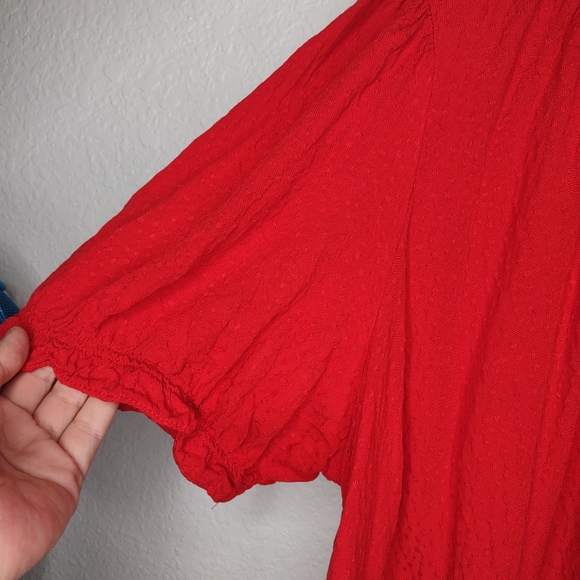 Draper James RSVP Woman’s Plus Size 2X Short Sleeve Button Down Red Blouse - Picture 4 of 7